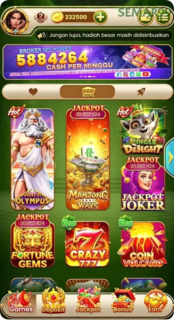 Pratinjau antarmuka semar99 — aplikasi APK resmi Android v2.5.6